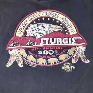 Vintage T-shirt Large Black Hills Motor Classic Rally Sturgis 2001 61st Annual